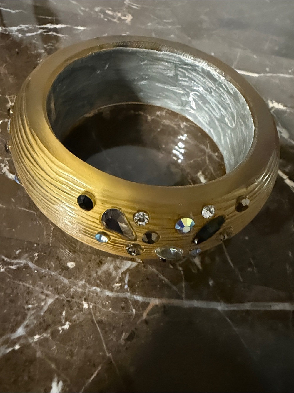 BCBGMaxAzria Gold Wide Crystal-Accent Bangle Bracelet